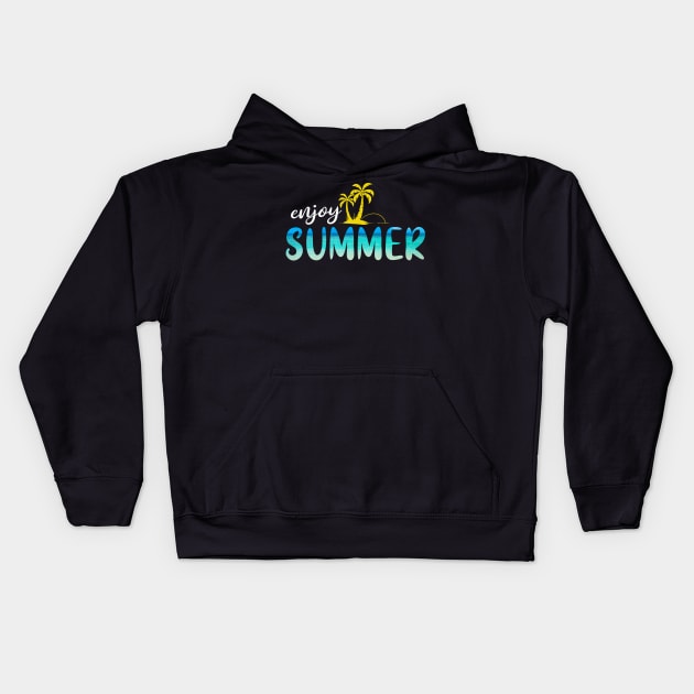 Summer Beach Palm Trees Holiday Kids Hoodie by Foxxy Merch